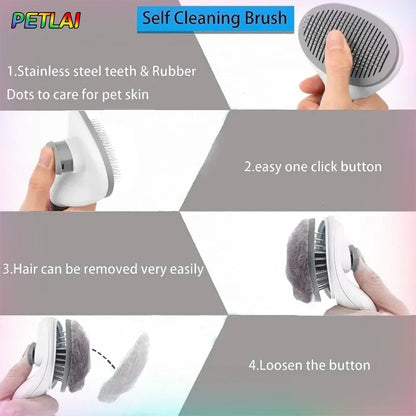 Self-Cleaning Pet Slicker Brush – Professional Grooming Tool
