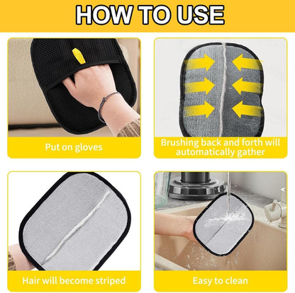 Double Sided Pet Hair Remover Glove |  Reusable Lint & Fur Cleaner for Clothes - Furniture