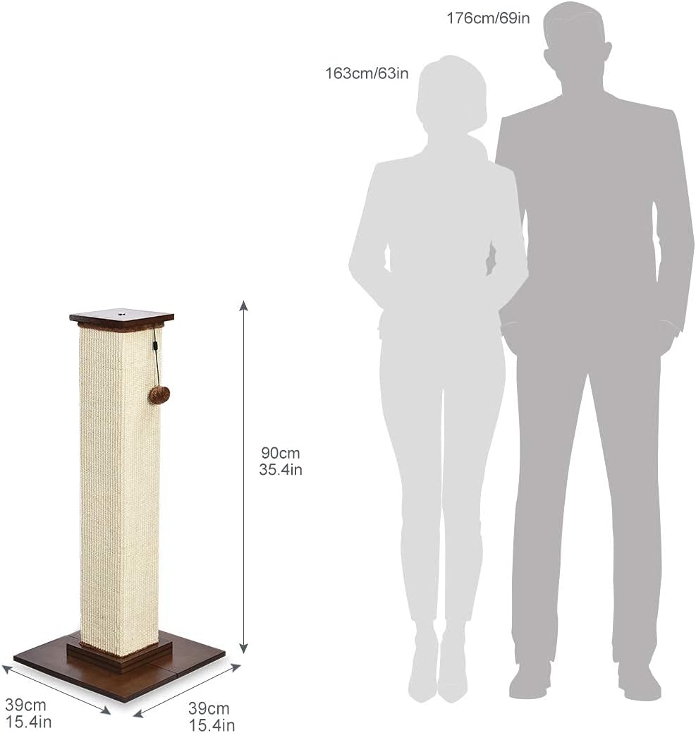 90cm Wooden Base Cat Scratching Post – Heavy Duty Indoor Tree