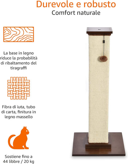 90cm Wooden Base Cat Scratching Post – Heavy Duty Indoor Tree
