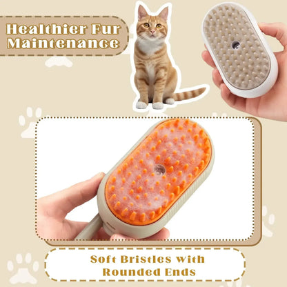 3-in-1 Cat & Dog Grooming Brush with Spray – Massage, Deshedding & Bathing