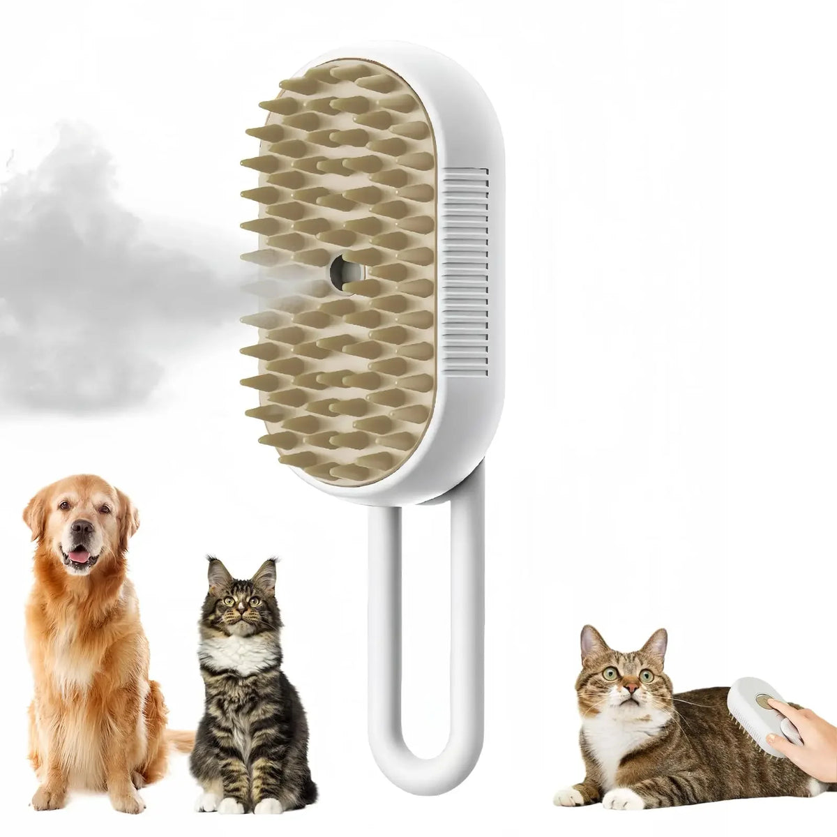 3-in-1 Cat & Dog Grooming Brush with Spray – Massage, Deshedding & Bathing