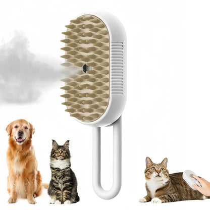 3-in-1 Cat & Dog Grooming Brush with Spray – Massage, Deshedding & Bathing