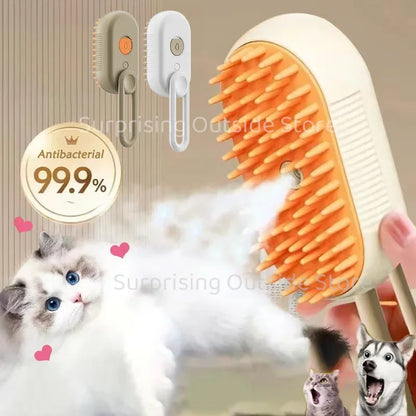 3-in-1 Cat & Dog Grooming Brush with Spray – Massage, Deshedding & Bathing
