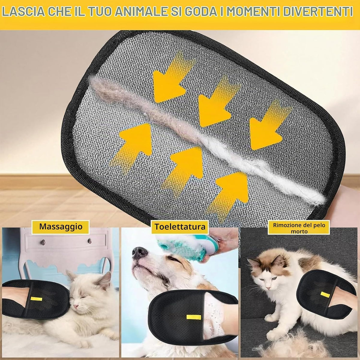Double Sided Pet Hair Remover Glove |  Reusable Lint & Fur Cleaner for Clothes - Furniture