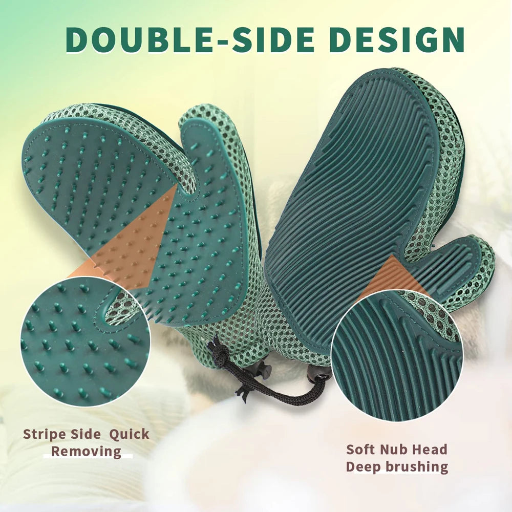 Pet Grooming Glove | Cat & Dog Hair Remover & Massage Brush