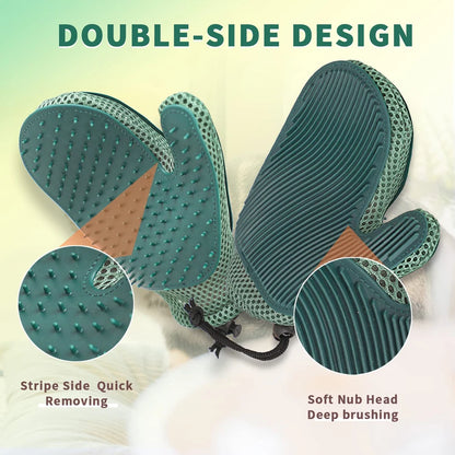 Pet Grooming Glove | Cat & Dog Hair Remover & Massage Brush